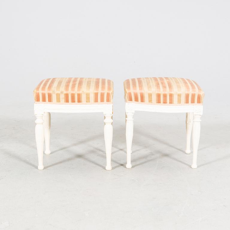 Carl Johan Wadström, a pair of signed late Gustavian signed stools.