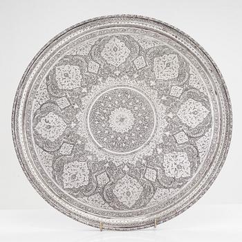 Bricka, silver, Persien (Iran), sen Pahlavidynasti.