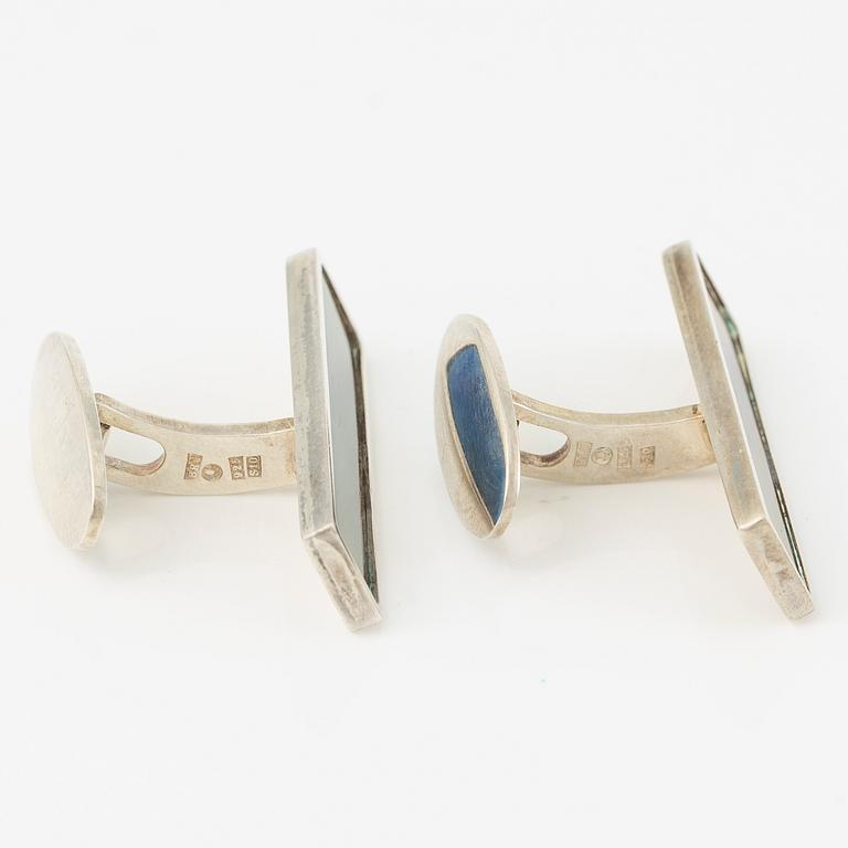 Jan Brunk, manschettknappar, sterlingsilver och emalj, Stockholm, 1992.