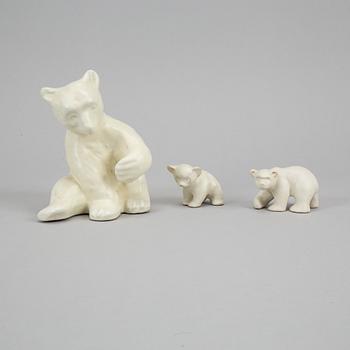 Vicke Lindstrand, Upsala-Ekeby, et al, three earthenware polar bears.