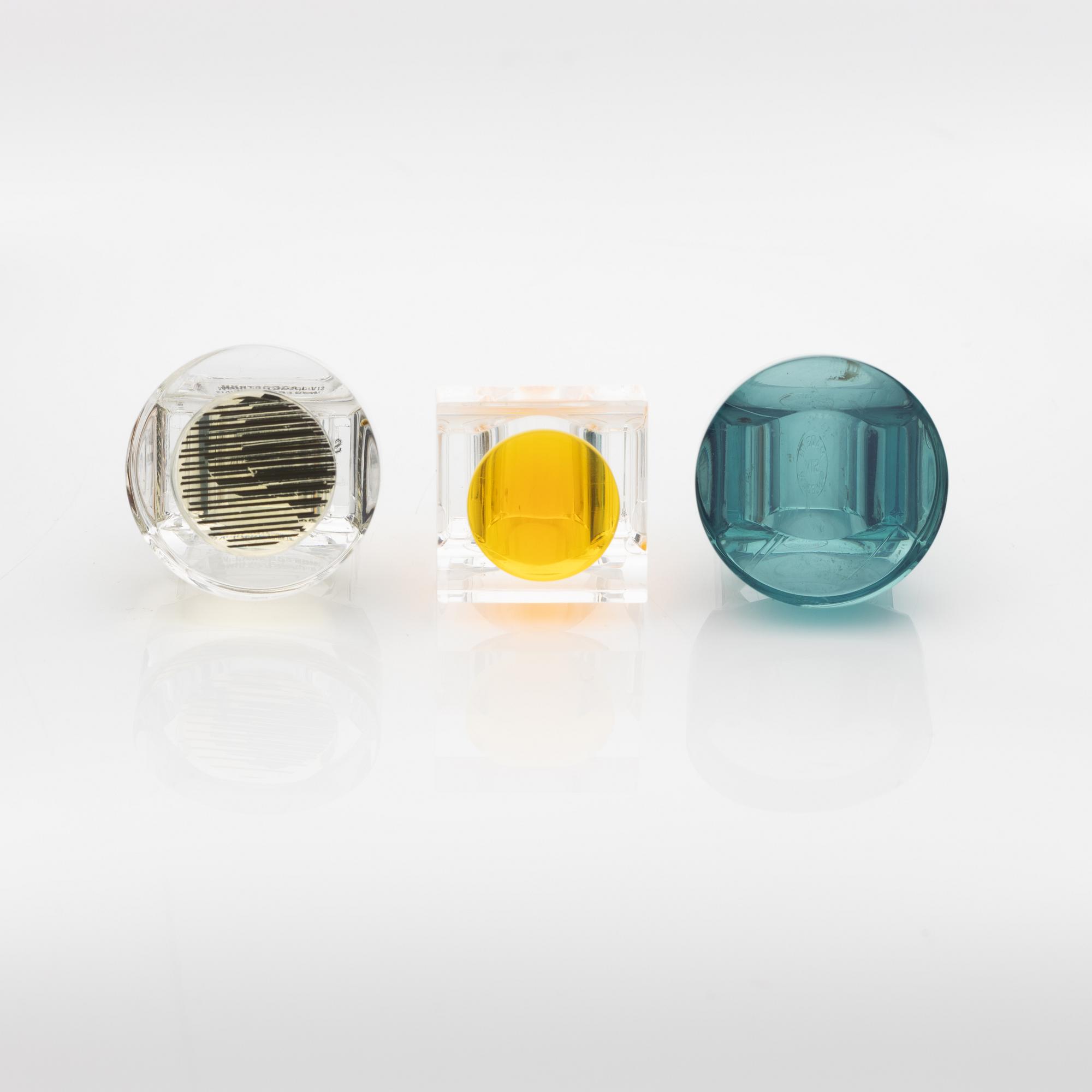 Siv Lagerström, three acrylic plastic rings, 1970s.