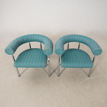 Johannes Foersom & Peter Hiort-Lorentzen, a pair of "Cobra" armchairs, Erik Jørgensen Furniture Factory, Denmark 1990s.
