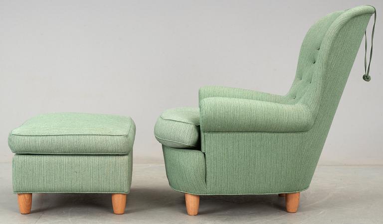 A Carl Malmsten 'Jättepaddan' armchair and ottoman, O H Sjögren.