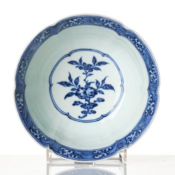 A blue and white 'sanduo' lobed bowl, Qing dynasty, Yongzheng mark and of the period (1723-35).