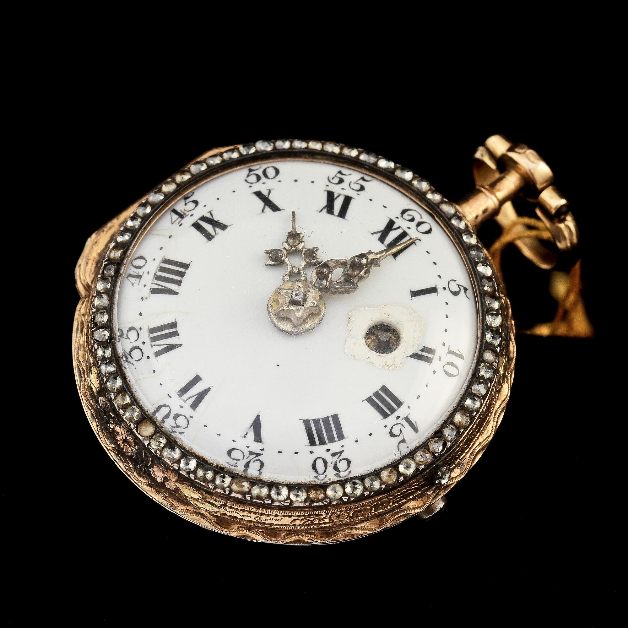FICKUR, bl a. 18k guld samt fasettslipade stenar,  Le Roy, Paris, sekelskiftet 1800.