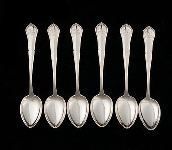 BESTICK, 80 delar, silver, "Chippendale", Kultakeskus, Tavastehus, 1950-tal. Totalvikt utan knivar ca 1963 g.