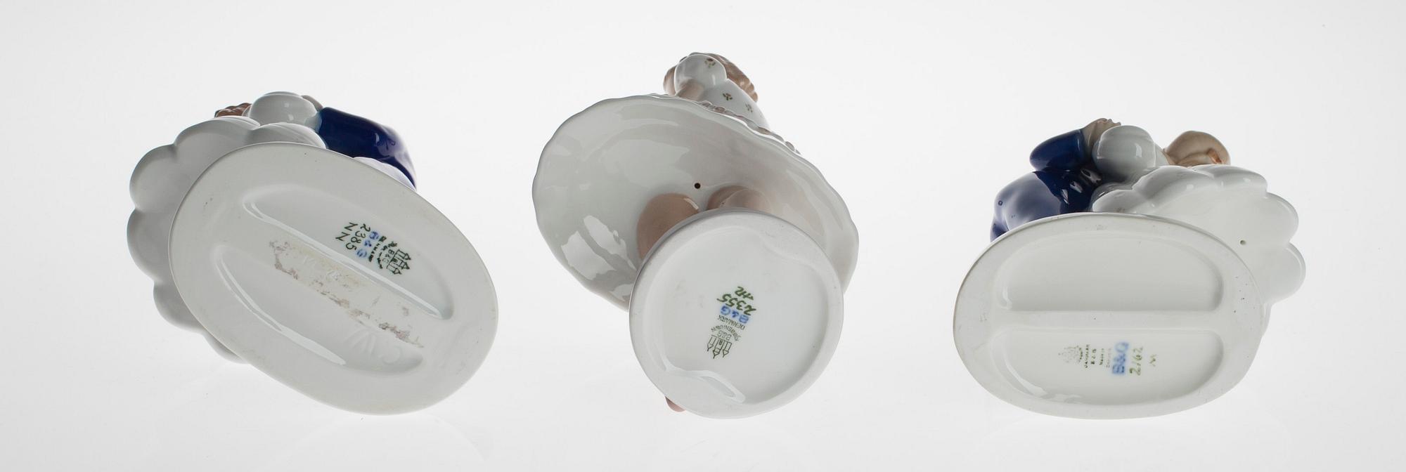 FIGURINER, 3 st, porslin, Bing & Gröndahl, 1900-tal.