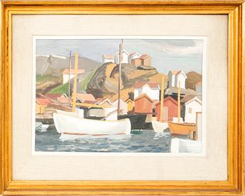 Ellis Wallin, gouache signerad.