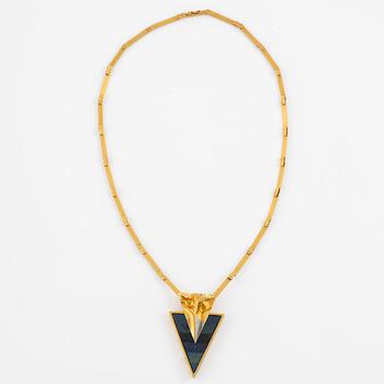 Björn Weckström, necklace, 18K gold and platinum with spectrolite, Finland 1996.