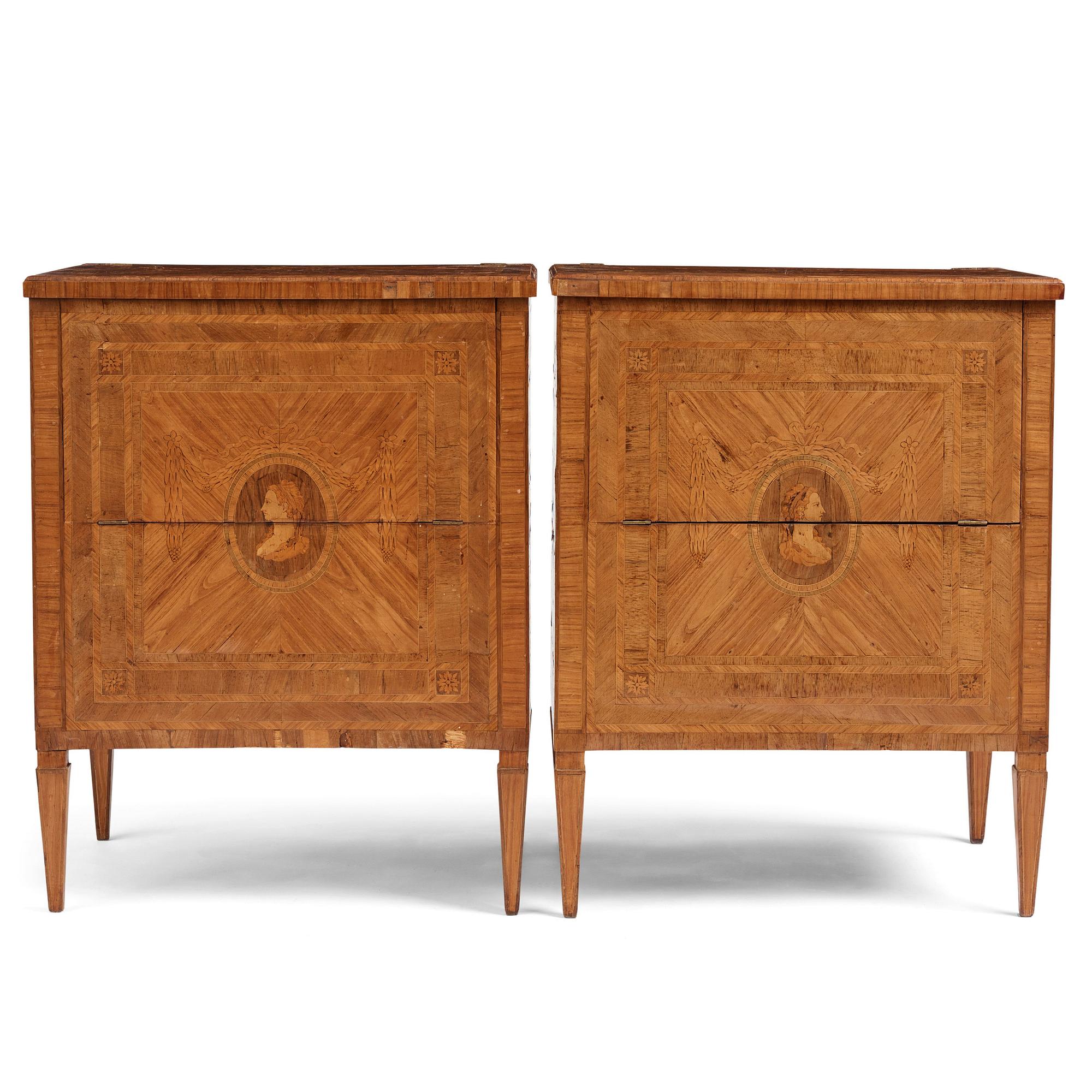 A pair of Italian Louis XVI cabinets, late 18th century.