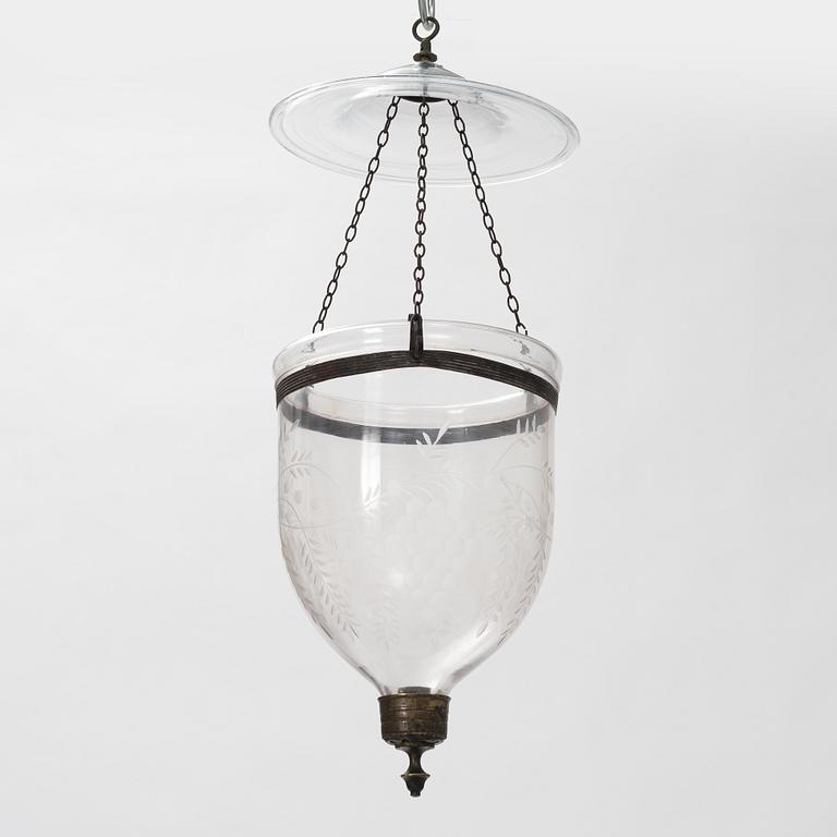A glass ceiling lantern, around the year 1900.