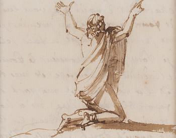 863. Carl August Ehrensvärd, Knäböjande man (Illustration ur brev).
