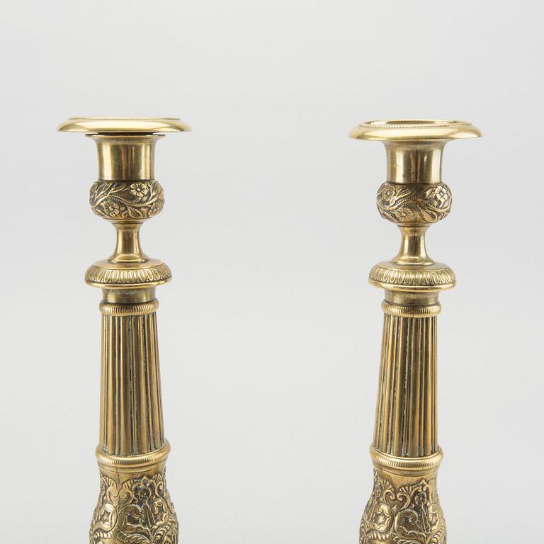 A PAIR OF EMPIRE CANDLESTICKS, FRANCE EARLY 19TH CENTURY.
