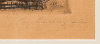 Hugo Simberg, viivasyövytys ja kuivaneula, laattasigneerattu ja signeerattu fecit lyijykynällä.