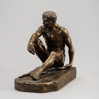 WILLIAM P LARSEN, skulptur, brons, sign o dat 1911. "Jensen, broncestoberiet, Kobenhavn".