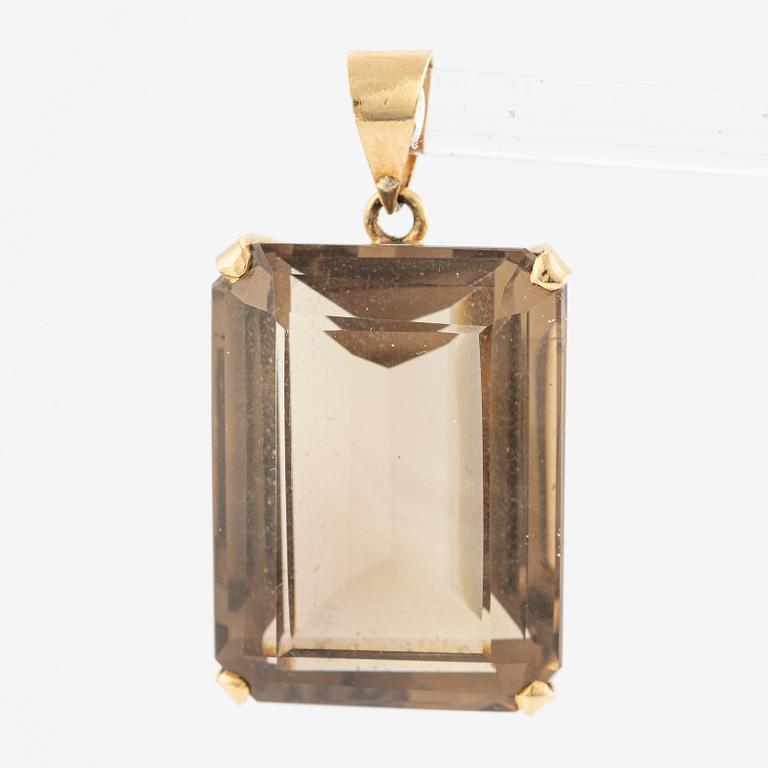 Pendant, 18K gold with smoky quartz.