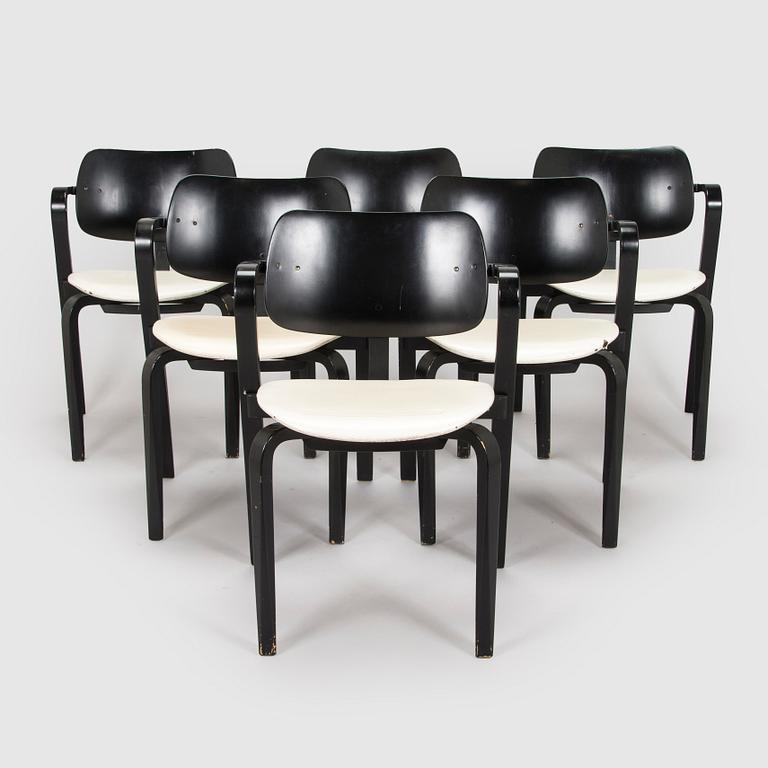 Ilmari Tapiovaara, a set of six 1960s 'Aslak' armchairs for Asko, Finland.