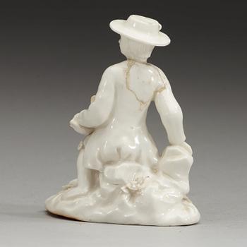 A Swedish Marieberg soft paste figure of a shepherd, 18th Century.