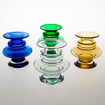 TAMARA ALADIN, A set of four 'Tornado' glass vases, 1339, Riihimäen Lasi, 1970-76. Design year 1970.