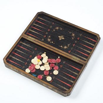 SCHATULL för spel, lack. Kanton, Qingdynastin, 1800-tal.