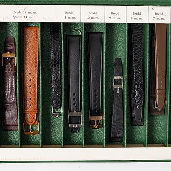 Lot of watch straps, metal links and an Omega watch box "No Reserve".