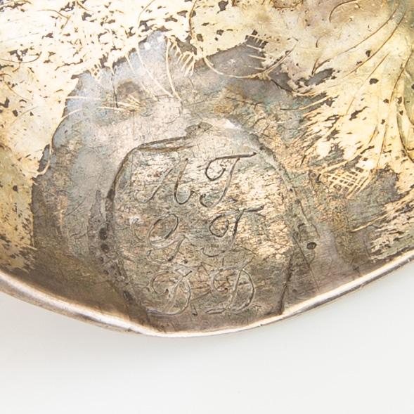 Soup ladle, partially gilded silver, 18th century.