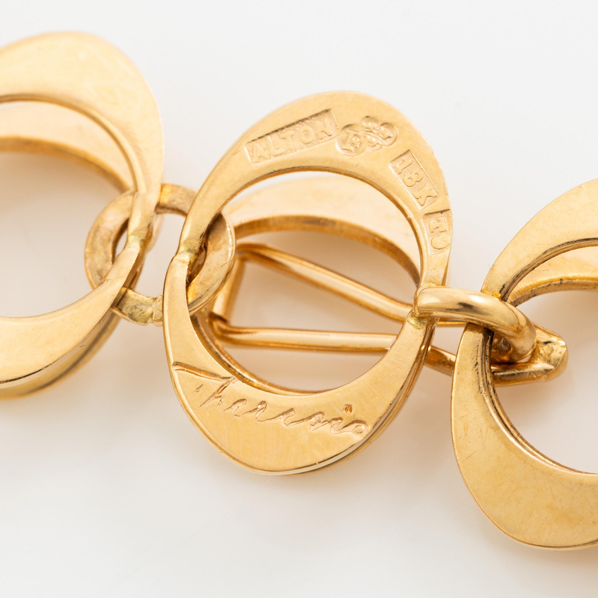 Theresia Hvorslev, en collier och ett armband, 18K guld, Falköping 1969.