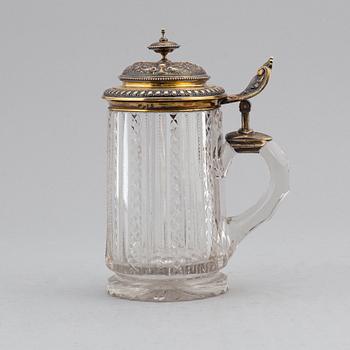 GUSTAF MÖLLENBORG, a silver gilt and cut glass tankard, Stockholm, 1879.