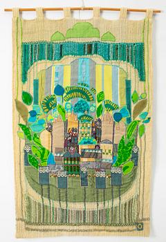Kerstin Persson, appliqué embroidery, "The City of Elves in Lothlórien", c. 110 x 70 cm.