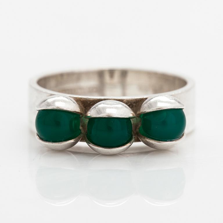 Elis Kauppi, A sterling silver and chalcedony ring. Kupittaan kulta, Turku.