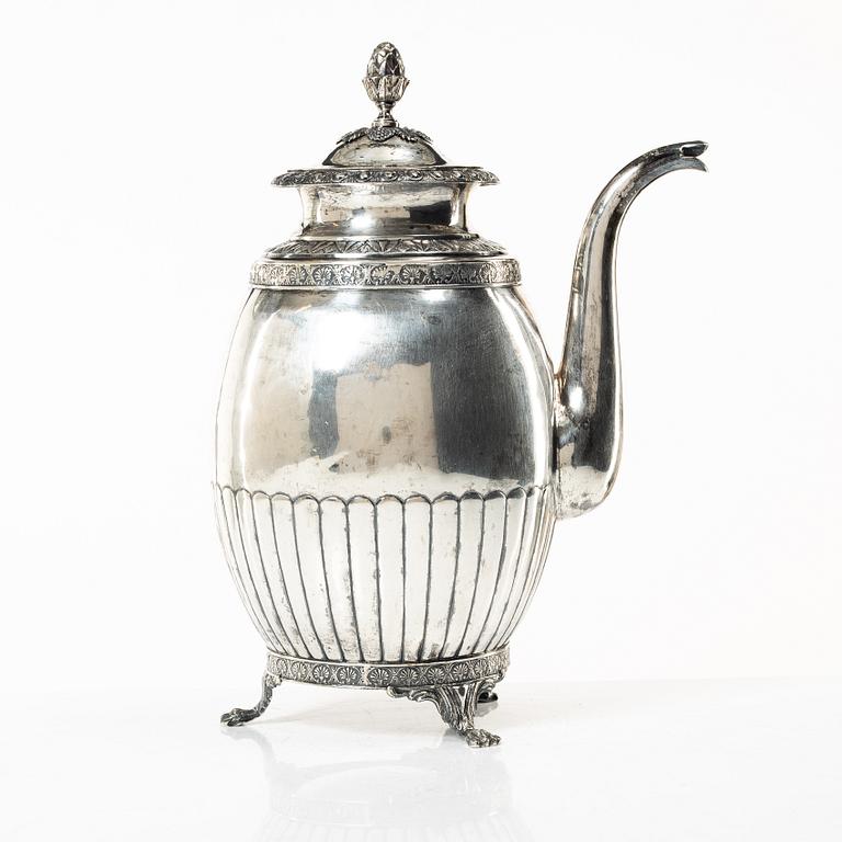 A 19th century Swedish silver coffee pot, marks of A.F.Hellman, Uppsala 1837.