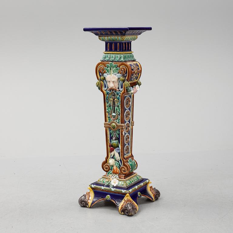 A ca 1900 majolica pedestal.