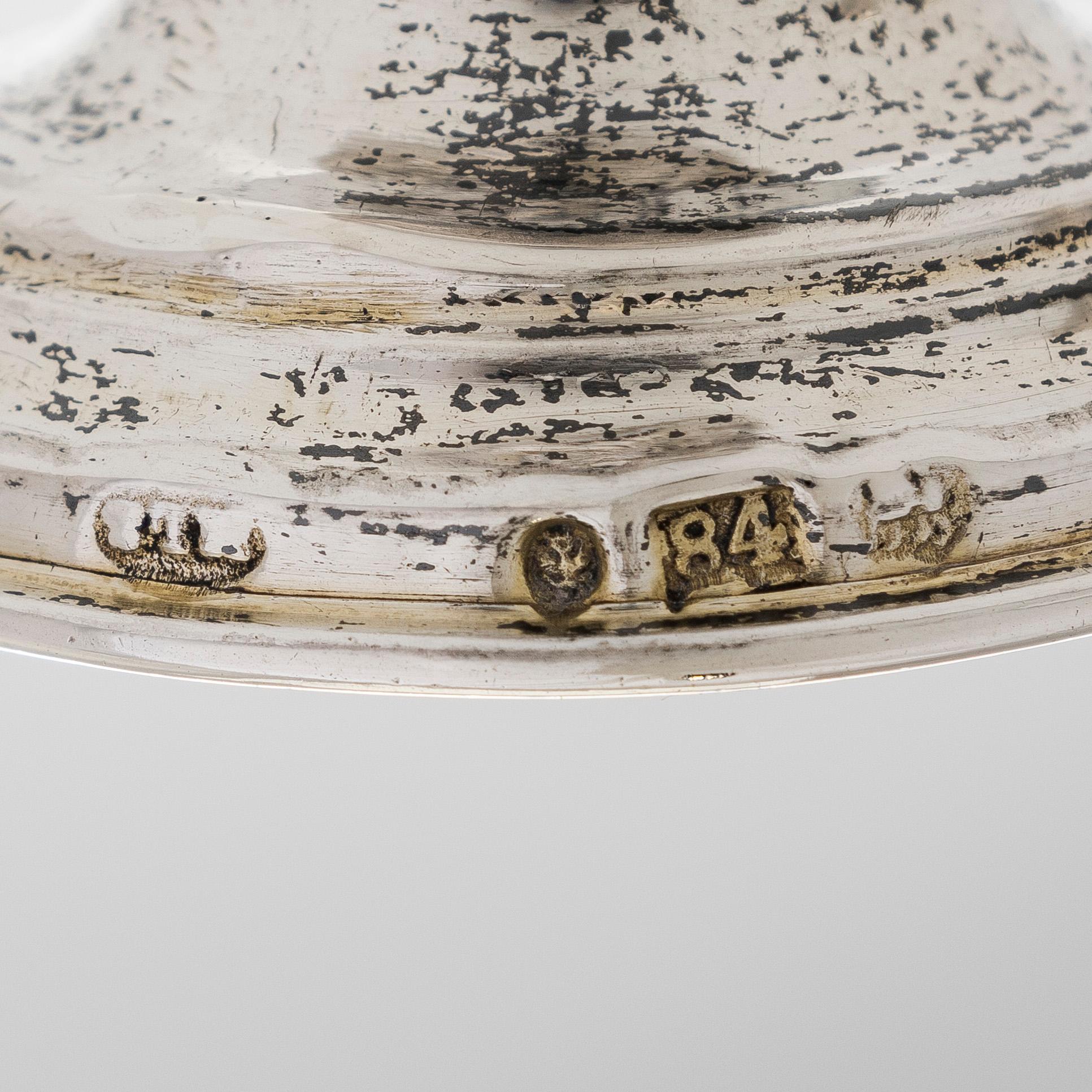 Bägare på fot, 5 st, silver, 1800-tal, otydlig mästarstämpel ...LS.