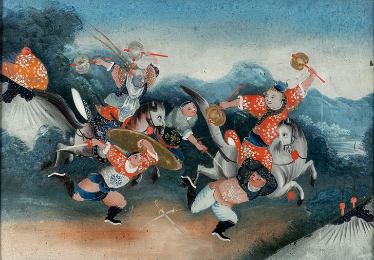 A Chinese reverse glass painting by anonymous artist, 19th Century.