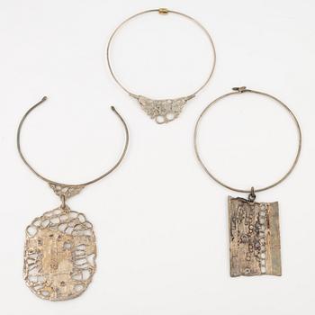 Lars Arby, three necklaces, sterling silver, Gothenburg 1975 and 1982.
