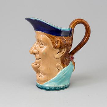 A MAJOLICA JUG, Sarreguemines, France, ca 1900.