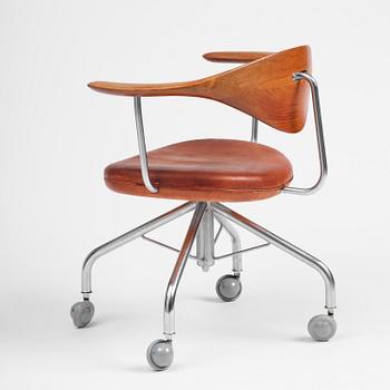 Hans J. Wegner, skrivbordsstol, "Swivel Chair" modell "JH502", Johannes Hansen, Danmark, 1950-60-tal.