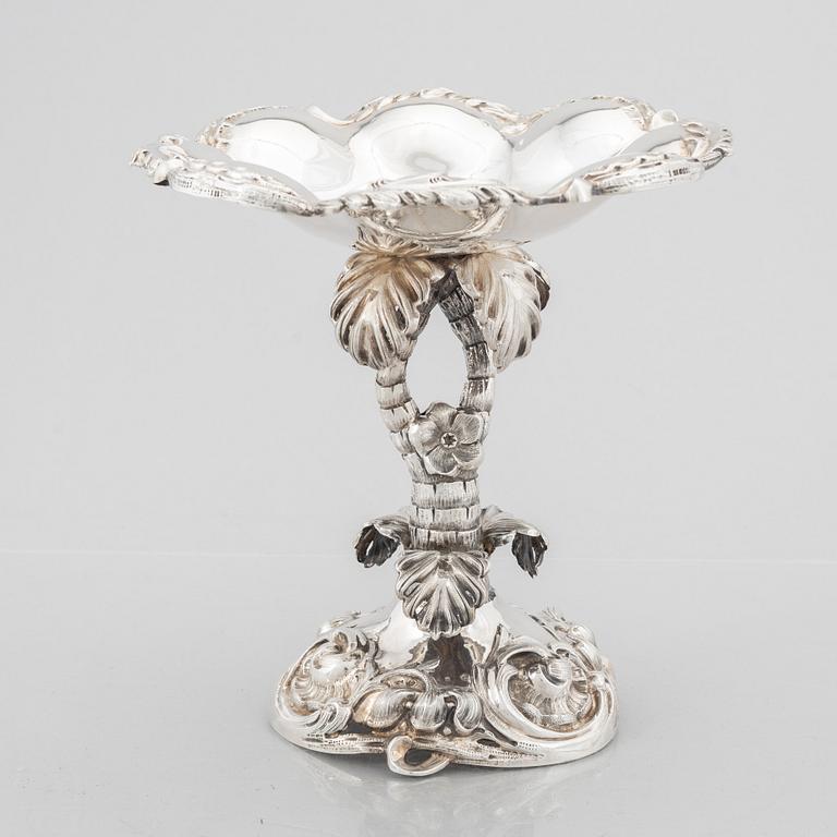 A Swedish silver bowl on foot, mark of Otto Lindeberg, Stockholm 1866.