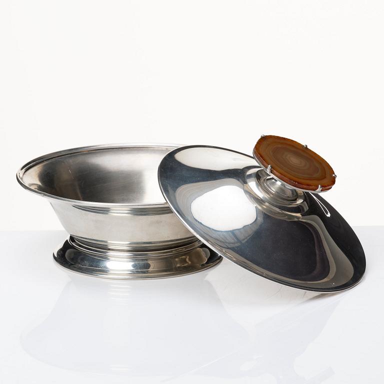 Estrid Ericson, probably, a pewter and agate stone lidded bowl, Svenskt Tenn, Stockholm 1936.