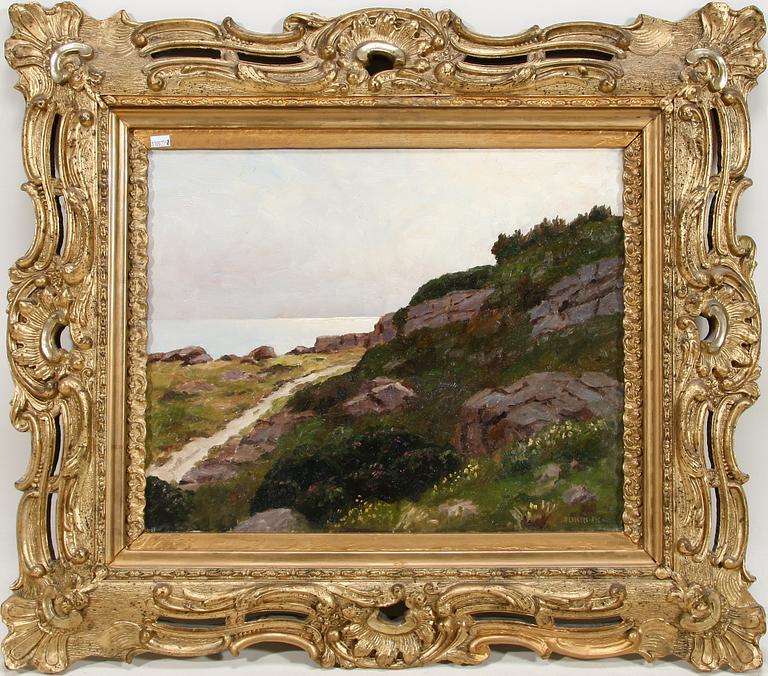 OKÄND KONSTNÄR. Olja på duk. Sign A Gregers-Ras.