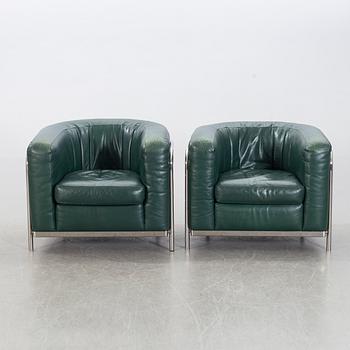 JONATHAN DE PAS, DONATO D URBINO & PAOLO LOMAZOTTI, a pair of leather easy chairs "Onda" Zanotta.