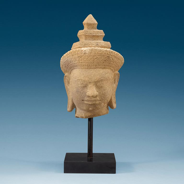 A Khmer stone head, presumably 13th Century.