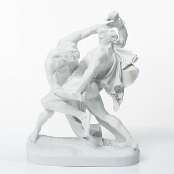 Johan Peter Molin, efter, sculpture, Parian, "The Belt Bucklers".