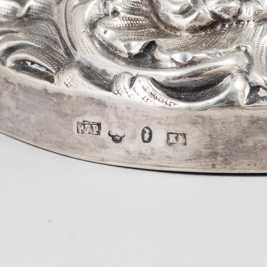 PEHR FREDRIK PALMGREN, ljusstakar, ett par, silver, nyrokoko, Stockholm, 1864.