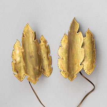 A set of two brass wall lights, design Sven Aage Holm Sörensen.