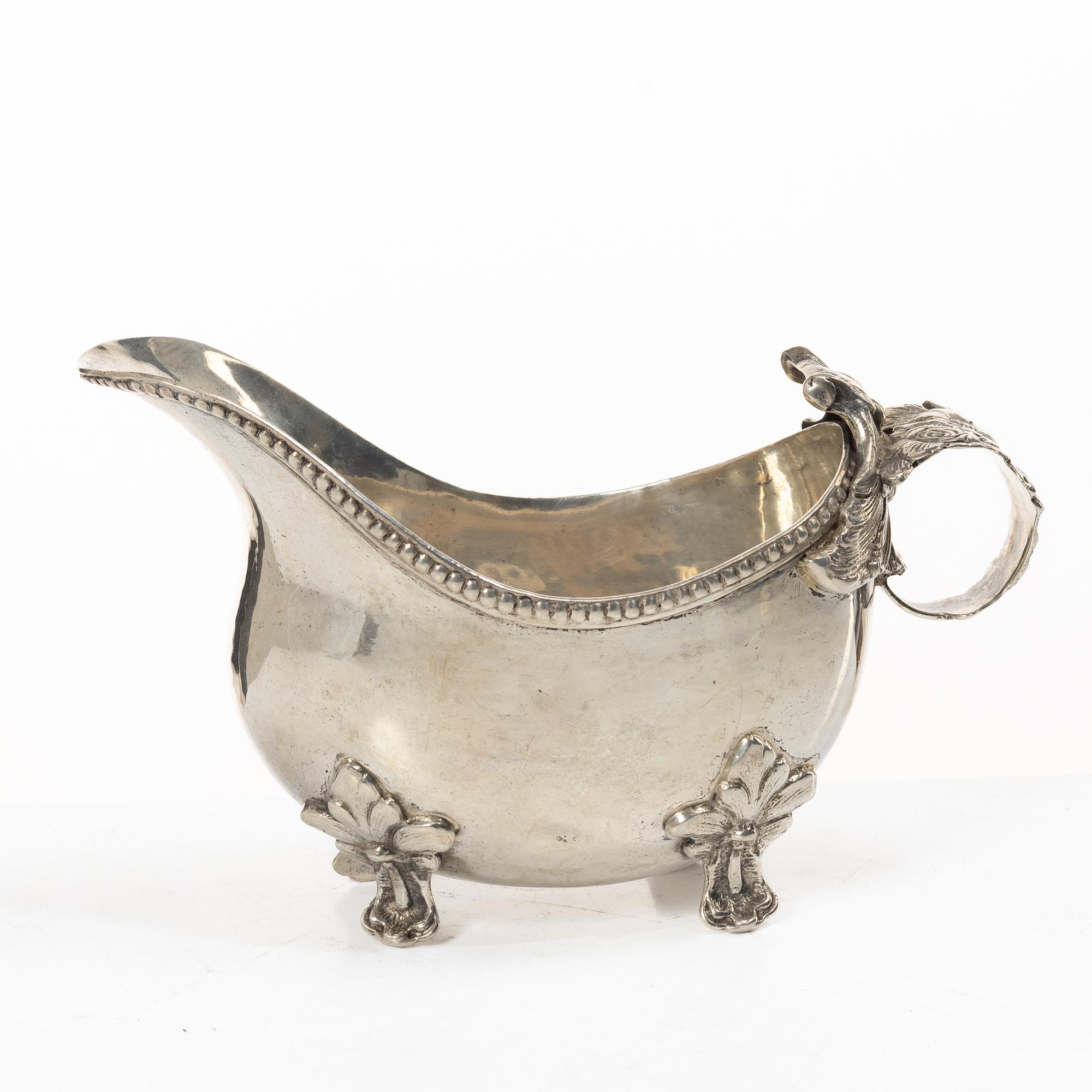 Sauce boat, silver, Rococo style, Swedish import mark, first half of the 20th century.