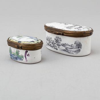 Two small enameled 18th century boxes.