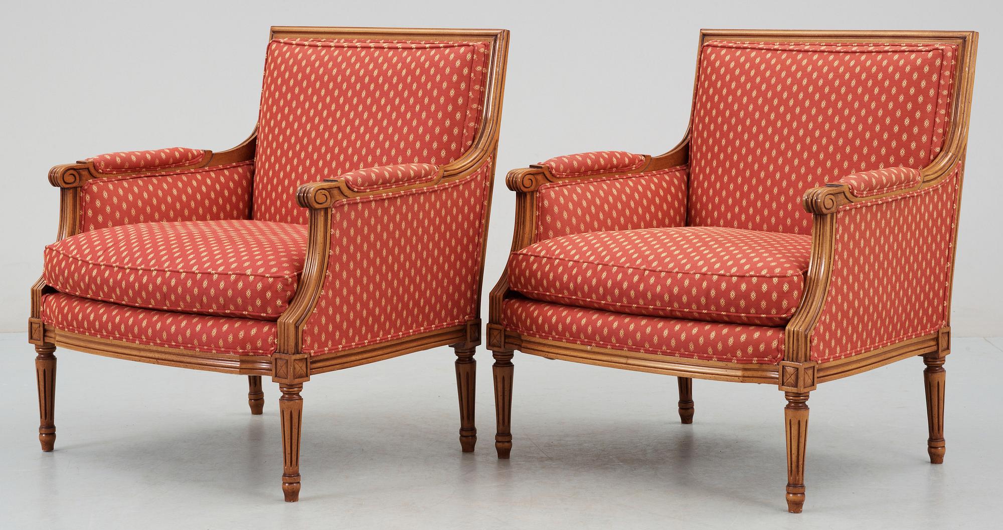 FÅTÖLJER, 2 st, gustaviansk stil, 1900/2000-tal.