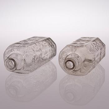 Two 18th century Baroque glass bottles.