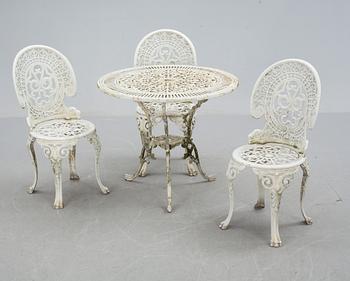 TRÄDGÅRDSMÖBEL, 4 delar, lättmetall, 1900-talets senare del.